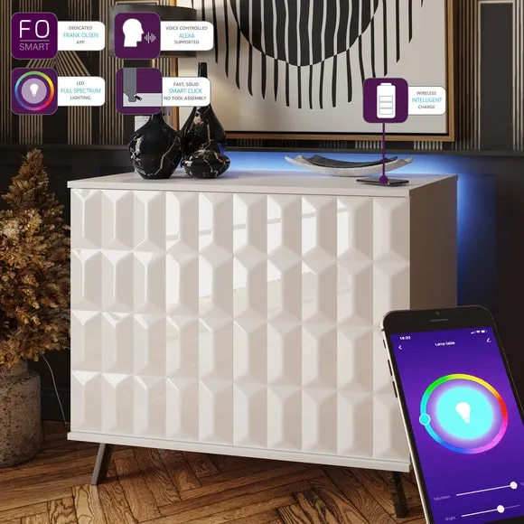 Small Sideboard with LED Lighting - White