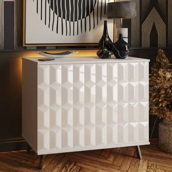 Small Sideboard with LED Lighting - White