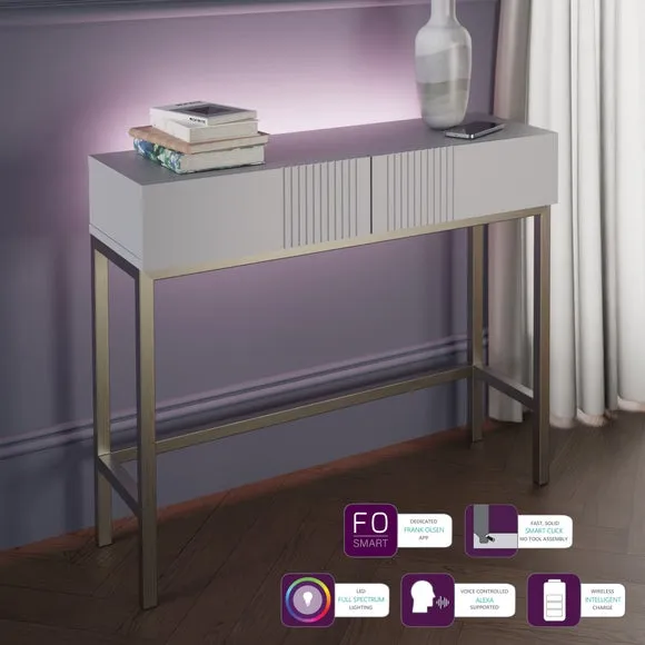 Smart Console Table with Drawers - White