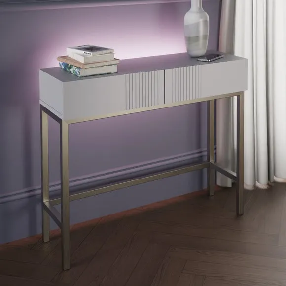 Smart Console Table with Drawers - White