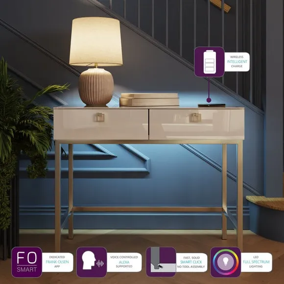 Smart Console Table with LED Lights - Alabaster