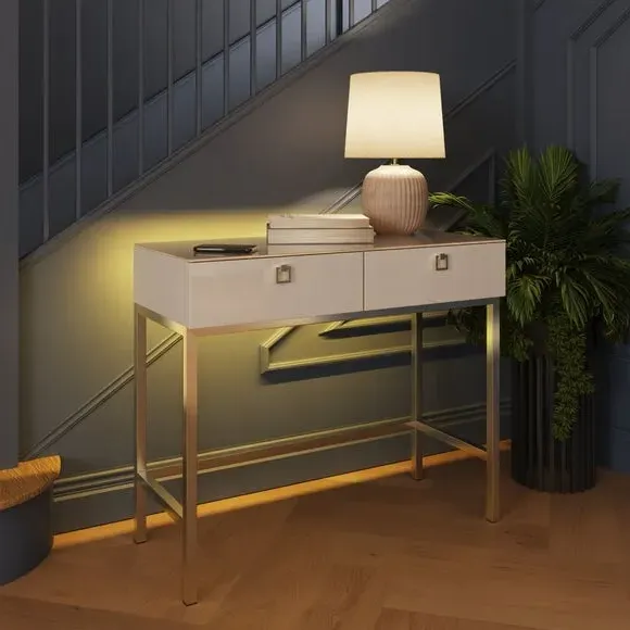 Smart Console Table with LED Lights - Alabaster image