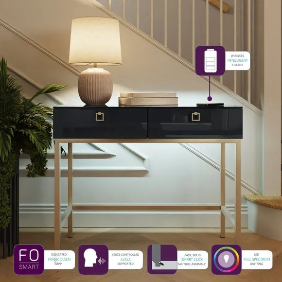 Smart Console Table with LED Lights - Onyx Black
