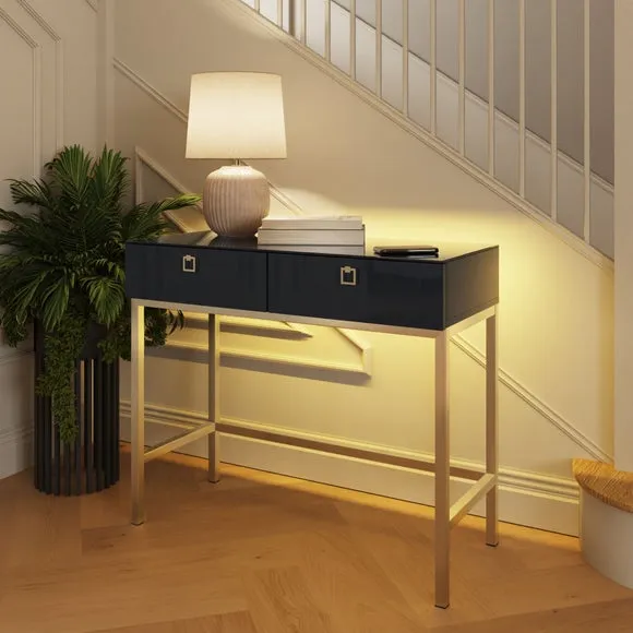 Smart Console Table with LED Lights - Onyx Black