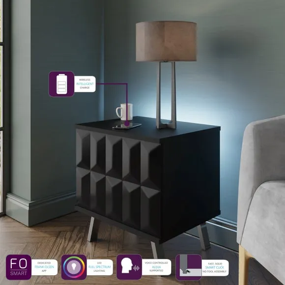 Smart LED Lamp Table with Wireless Charger - Black