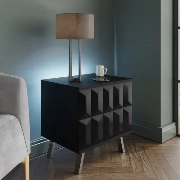 Smart LED Lamp Table with Wireless Charger - Black image