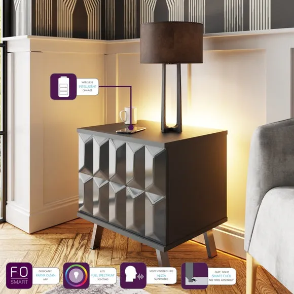 Smart LED Lamp Table with Wireless Charger - Grey