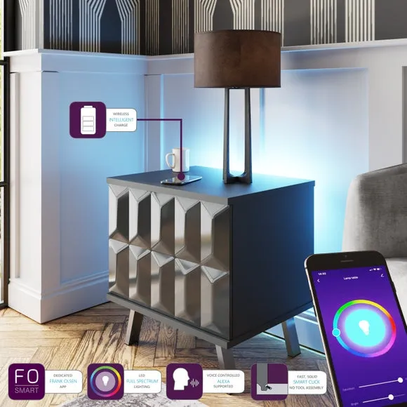 Smart LED Lamp Table with Wireless Charger - Grey