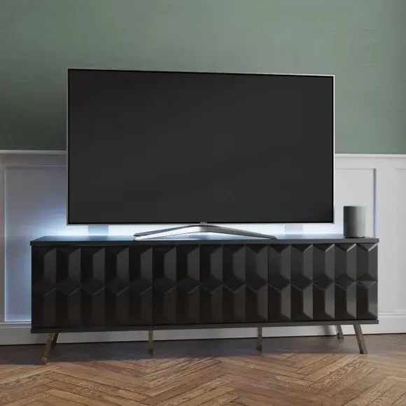 Smart LED TV Unit with Remote Control - Black image