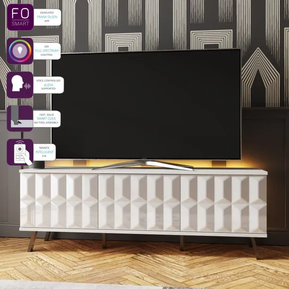Smart LED TV Unit with Remote Control - White