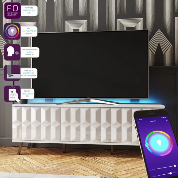 Smart LED TV Unit with Remote Control - White
