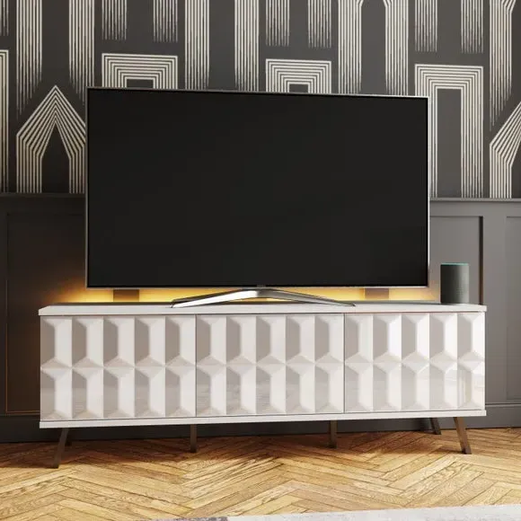 Smart LED TV Unit with Remote Control - White