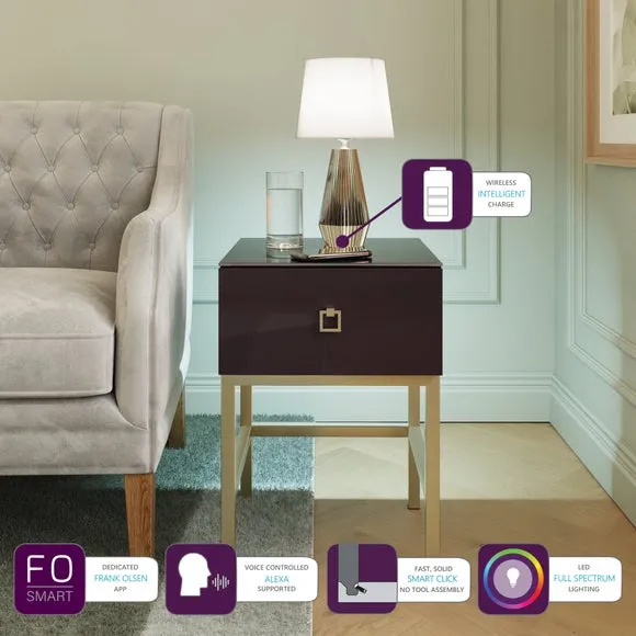 Smart Side Table with LED Lights - Midnight