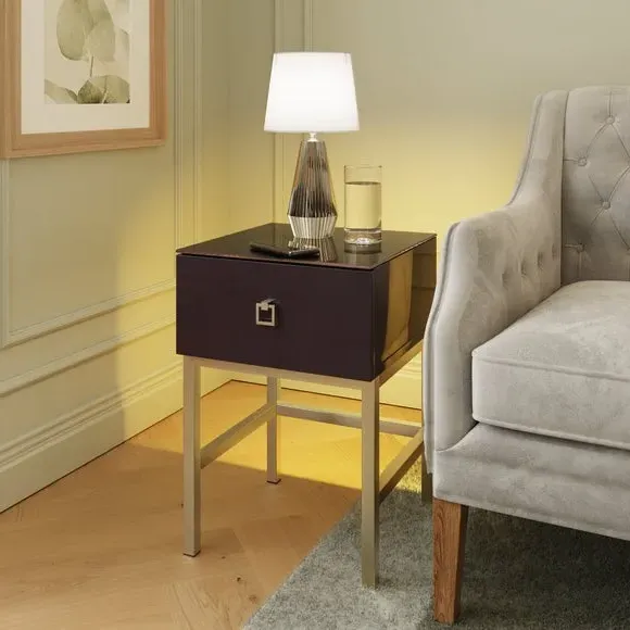 Smart Side Table with LED Lights - Midnight