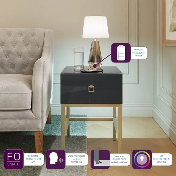 Smart Side Table with LED Lights - Onyx Black