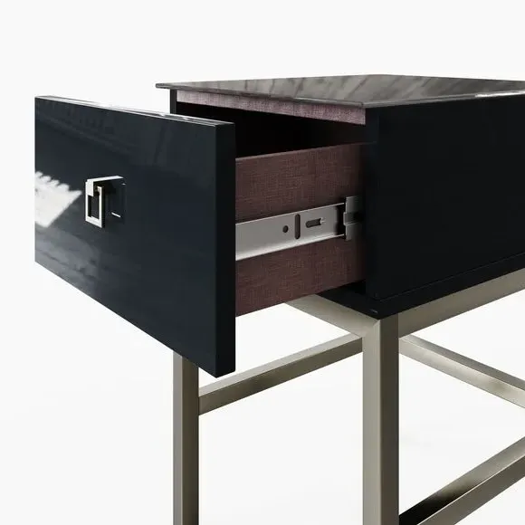 Smart Side Table with LED Lights - Onyx Black