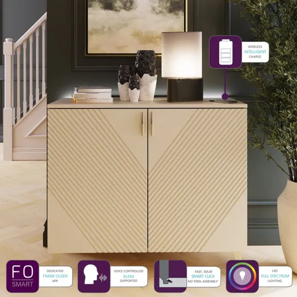 Tall Sideboard with Smart LED - Antique White