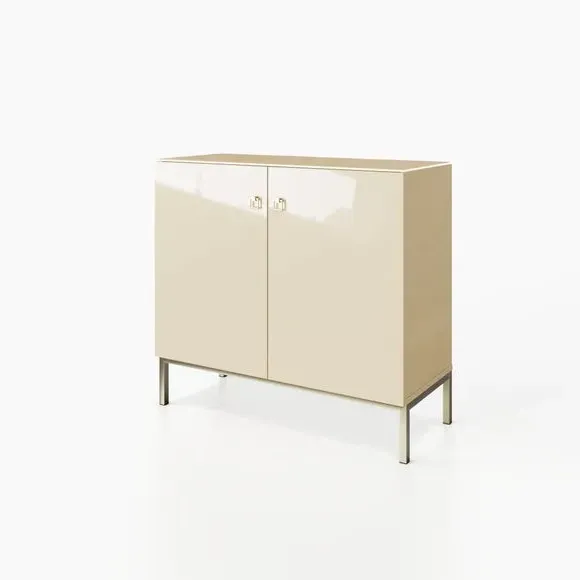 Tall Smart Sideboard with LED - Alabaster, Glass