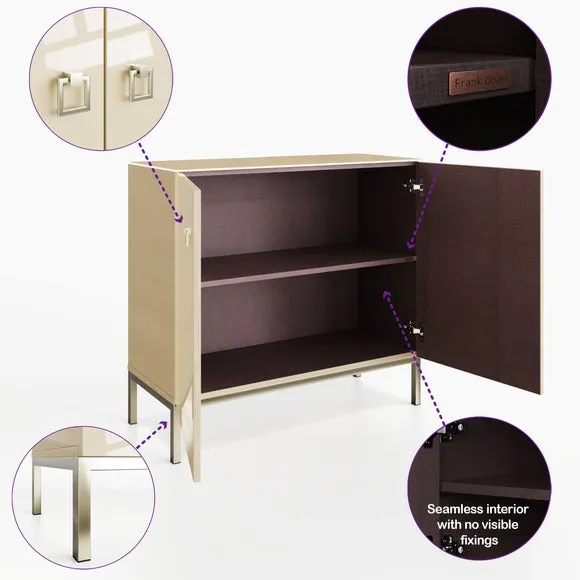 Tall Smart Sideboard with LED - Alabaster, Glass