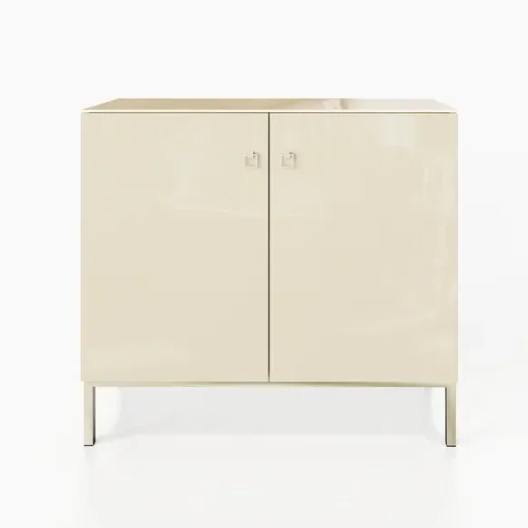 Tall Smart Sideboard with LED - Alabaster, Glass