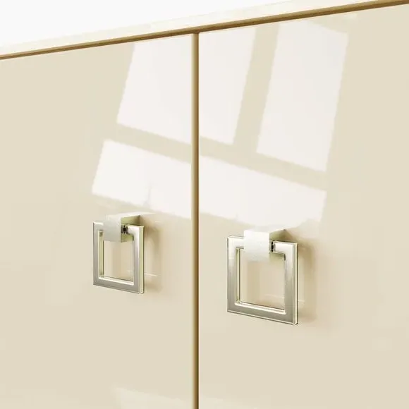 Tall Smart Sideboard with LED - Alabaster, Glass