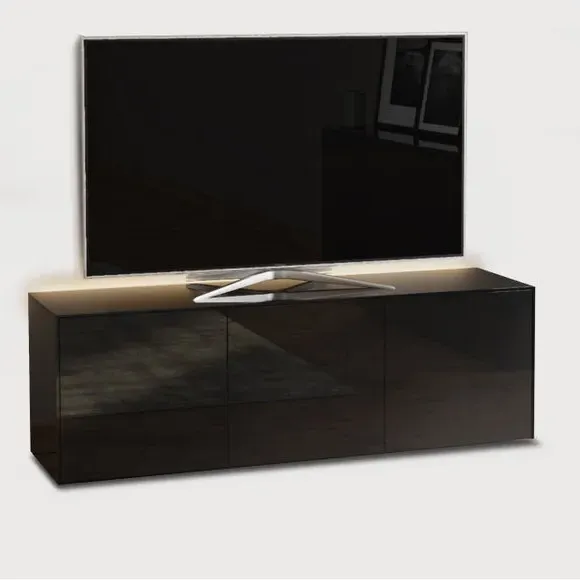 TV Unit with LED Lighting - Black, Glass