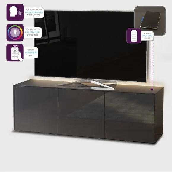 TV Unit with LED Lighting - Grey, Glass