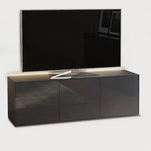 TV Unit with LED Lighting - Grey, Glass