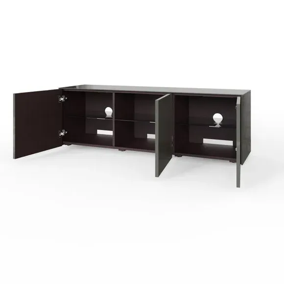 TV Unit with LED Lighting - Grey, Glass
