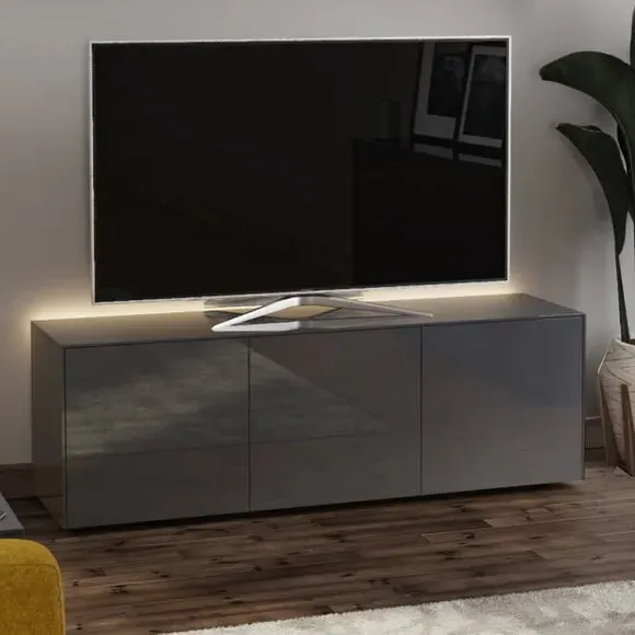 TV Unit with LED Lighting - Grey, Glass