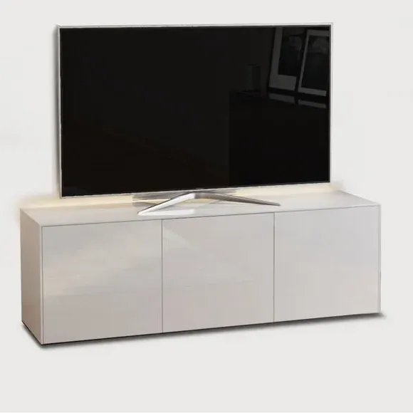 TV Unit with LED Lighting - White, Glass