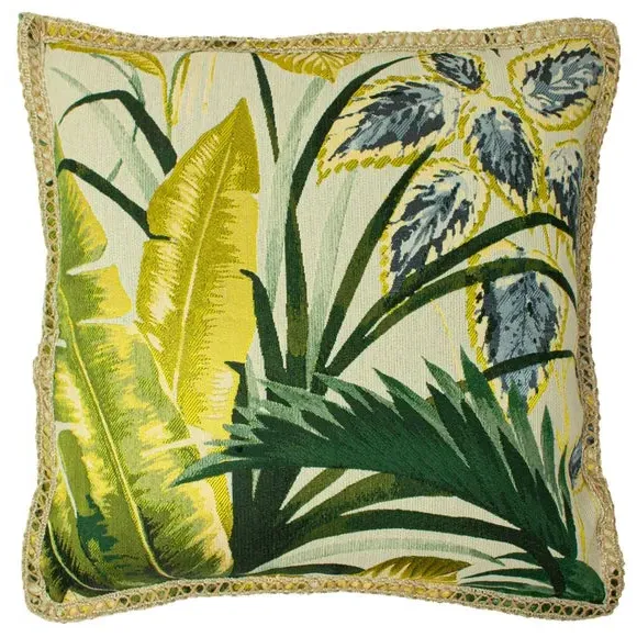 Amazonia Cushion with Botanical Print - Green