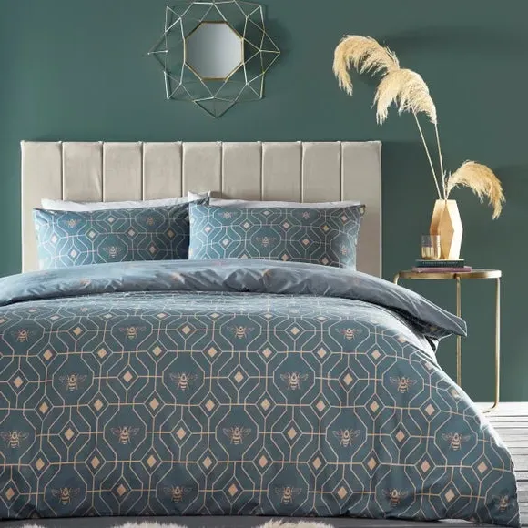 Bee Deco Duvet Cover Set - French Blue, Polycotton image