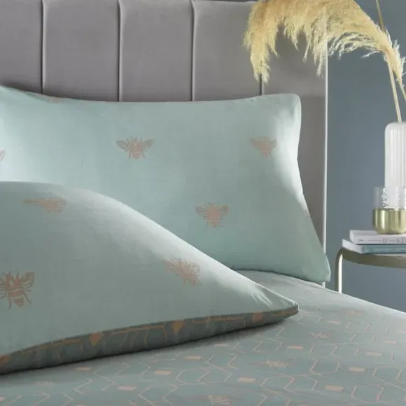 Bee Deco Duvet Cover Set - Light Blue, Polycotton