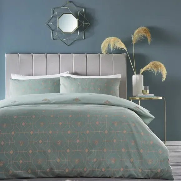 Bee Deco Duvet Cover Set - Light Blue, Polycotton