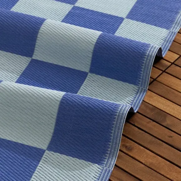 Checkerboard Indoor Outdoor Rug - Blue, Polypropylene