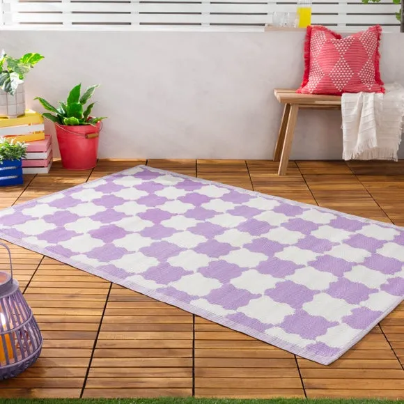 Checkerboard Indoor Outdoor Rug - Lilac image