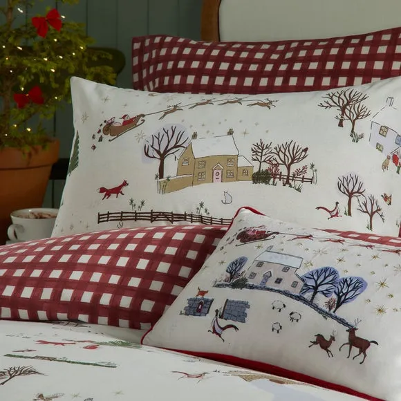 Christmas Duvet Cover Set - Cream, Polycotton