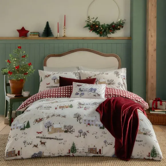 Christmas Duvet Cover Set - Cream, Polycotton image