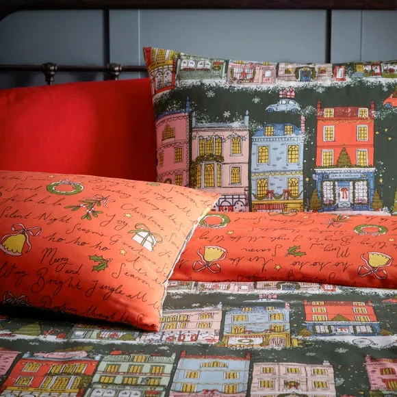 Christmas Duvet Cover Set - Green, Polycotton