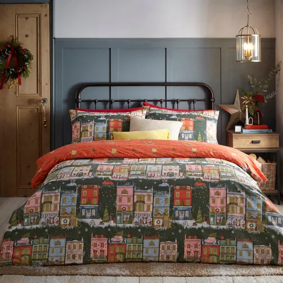 Christmas Duvet Cover Set - Green, Polycotton image