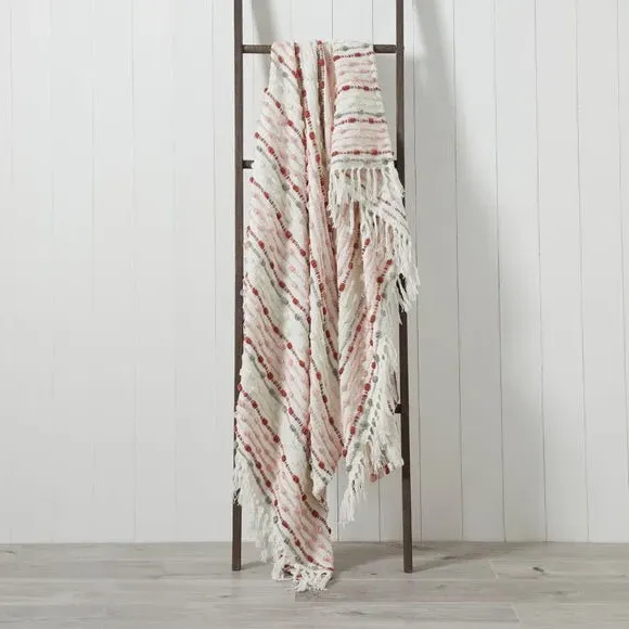 Chunky Throw Blanket with Tassels - Blush, Cotton image