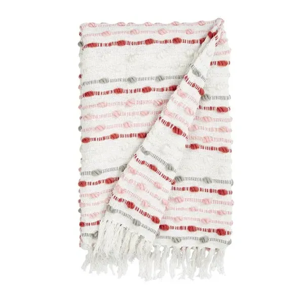 Chunky Throw Blanket with Tassels - Grey, Cotton
