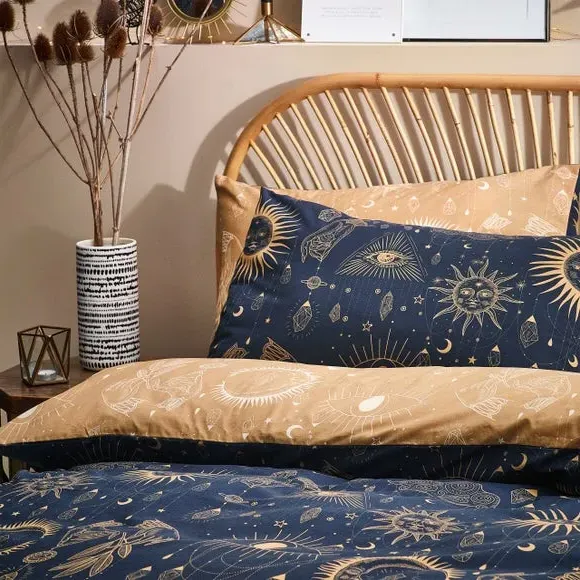 Constellation Duvet Cover Set - Gold, Polycotton