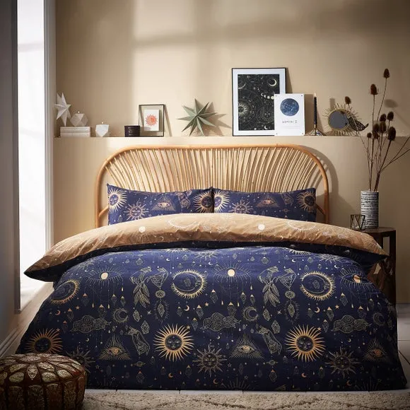 Constellation Duvet Cover Set - Gold, Polycotton