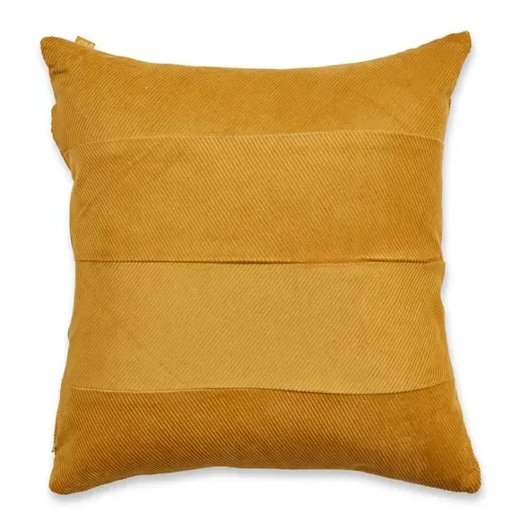 Corduroy Cushion with Velvet Cover - Ochre
