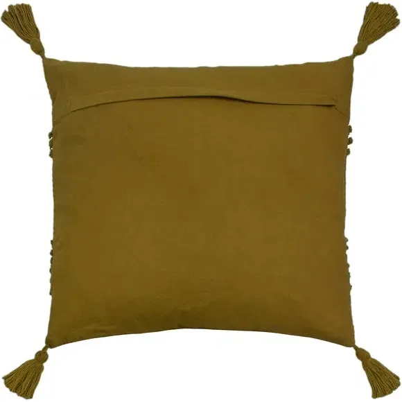 Decorative Cushion with Tassels - Moss Green