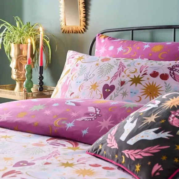 Duvet Cover and Pillowcase Set - Pink, Polycotton