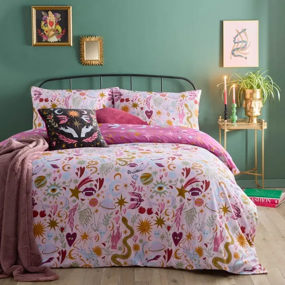 Duvet Cover and Pillowcase Set - Pink, Polycotton image