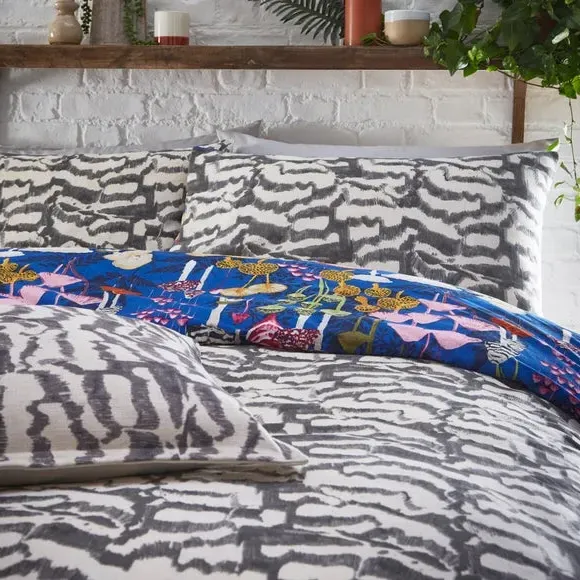 Duvet Cover Set with Pillowcase - Blue, Cotton